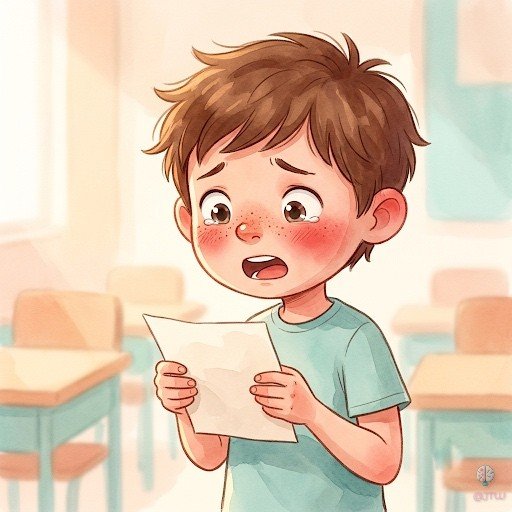 Primer plano de Hugo leyendo su poema en voz alta, sujetando el papel con las manos temblorosas.
